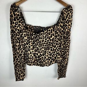 Reformation Demi Long Sleeve Top in Leopard Print